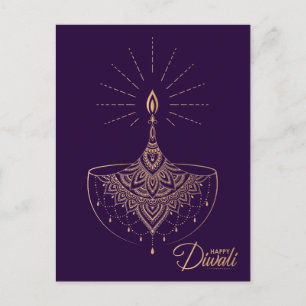 Cartão Postal Ouro Light Ornament Happy Diwali