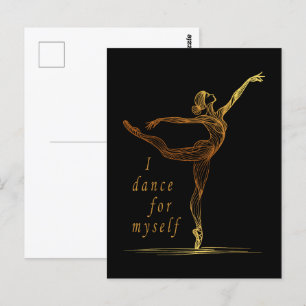 Cartão Postal Ouro Line Art Ballerina - Eu Danço Por Mim Mesmo
