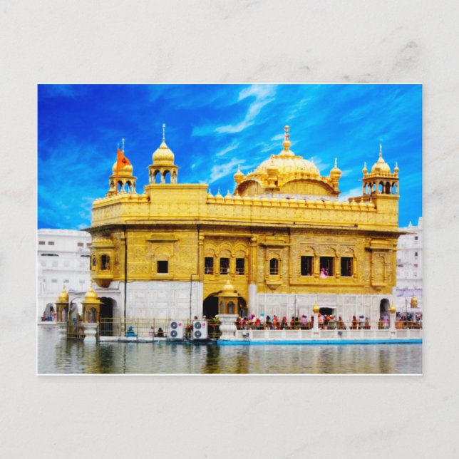 CARTÃO POSTAL OURO MODELO DE CÉU AZUL AMRITSAR DE FUNDO (Frente)