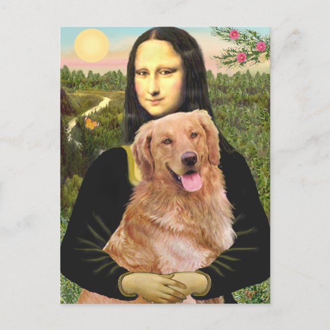 Cartão Postal Ouro Retriever 2 - Mona Lisa (Frente)