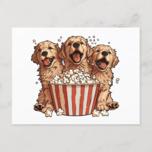 Cartão Postal Ouro Retriever Cães Filme Popcorn Balde