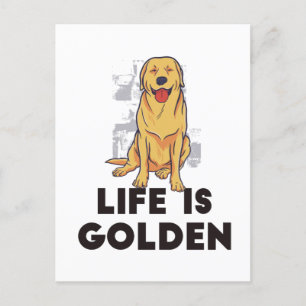 Cartão Postal Ouro Retriever Dog - A Vida É Ouro