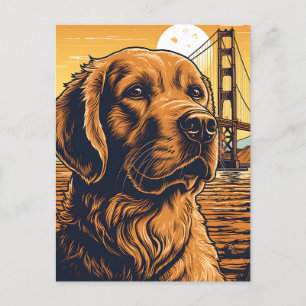 Cartão Postal Ouro-Retriever na ponte da porta do Ouro