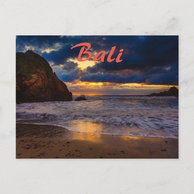 Cartão Postal Ouro Tropical Bali Sunset Sea Beach Escape (Frente)