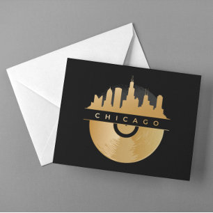 Cartão Postal Ouro Vinyl Chic de Chicago Illinois Skyline