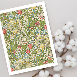 Cartão Postal Ouro White Lily Pattern William Morris