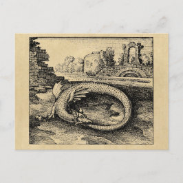 Cartão Postal Ouroboros Dragão Mordendo a Cauda Sépia