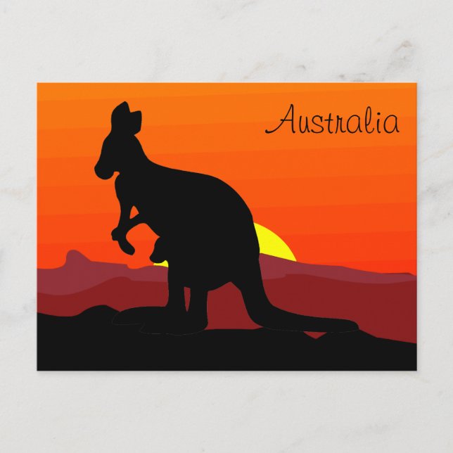 Cartão Postal Outback australiano personalizado canguru no Sunse (Frente)