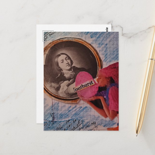 Cartão Postal Outburst Mixed Media Collage (Frente/Verso In Situ)