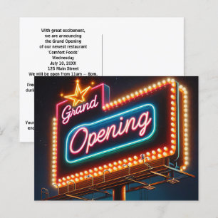 Cartão Postal Outdoor Neon Grand Open Para Novos Negócios