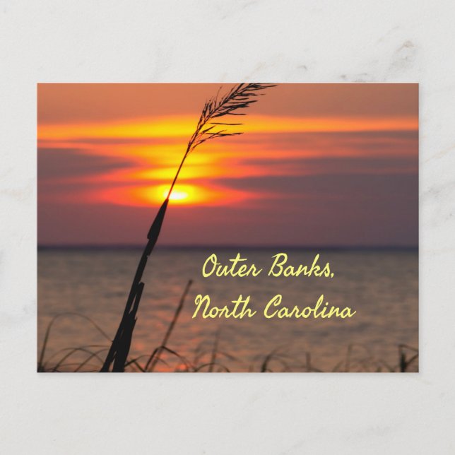 Cartão Postal Outer Banks North Carolina Beach Sunset Orange Sky (Frente)