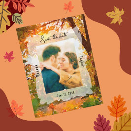Cartão Postal outono deixa foto de casamento salvar a data