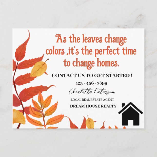 Cartão Postal Outono Fall Season Imóveis Marketing (Frente)