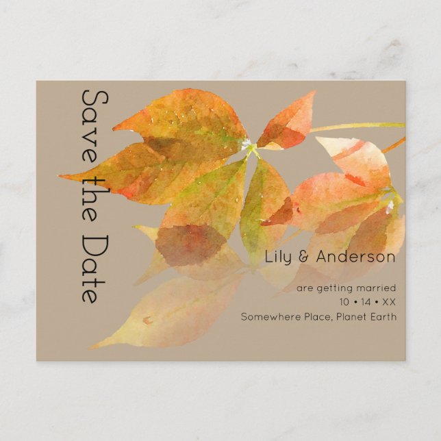Cartão Postal outono Folha de Watercolor (Frente)