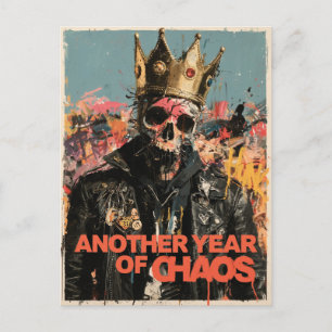 Cartão Postal "Outro Ano de Caos" Design do Rei Caveira Punk