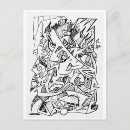 Cartão Postal Outros planetas aqui, cartão-postal de desenho a t