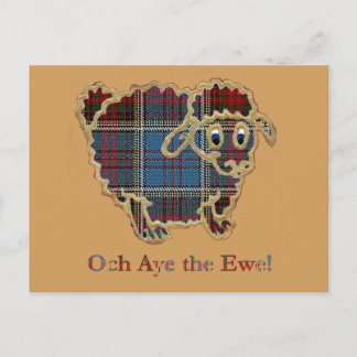 Cartão Postal ovelha tartana "Och Aye the Ewe"