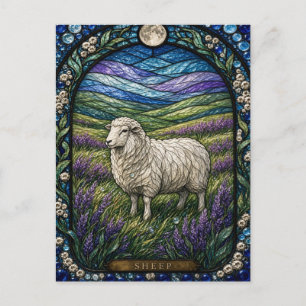 Cartão Postal Ovelha, Vidro Pintado Heather Bloom
