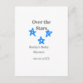 Cartão Postal Over the Stars blue gray baby shower name date ele
