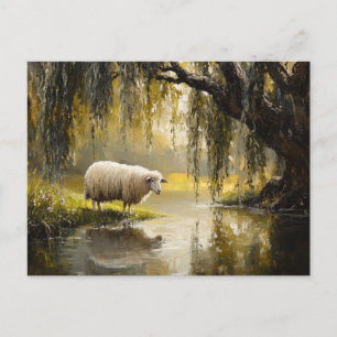 Cartão Postal Ovinos Sob Uma Pintura De Árvore Selvagem