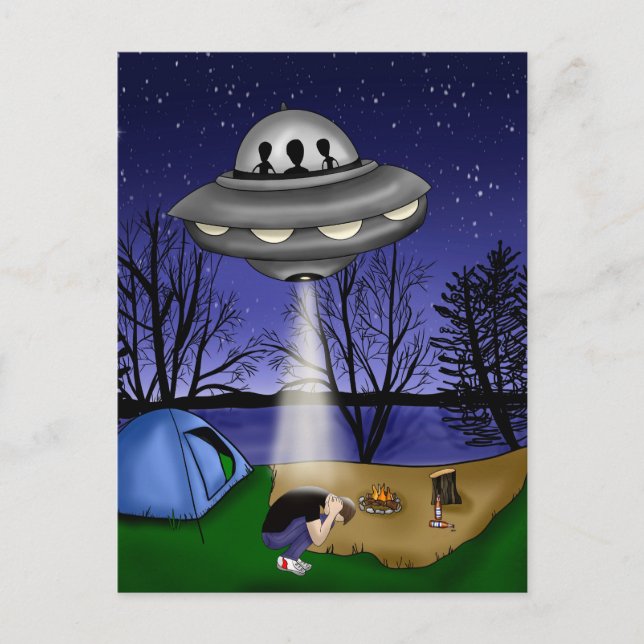 Cartão Postal OVNI Alienígena de rapto extraterrestre (Frente)