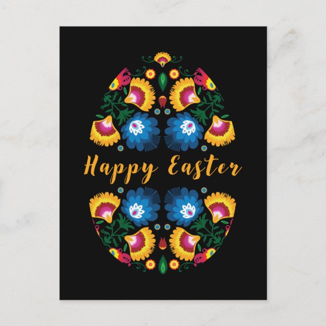 Cartão Postal Ovo de Páscoa - Pisanka com folclore motif (Frente)