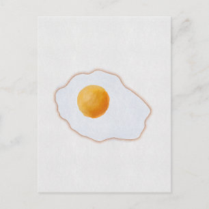Cartão Postal Ovo Frito Estilo Aquarela Minimalista Arte Prin