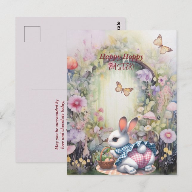 Cartão Postal Ovos de coelho de Páscoa feliz (Frente/Verso)