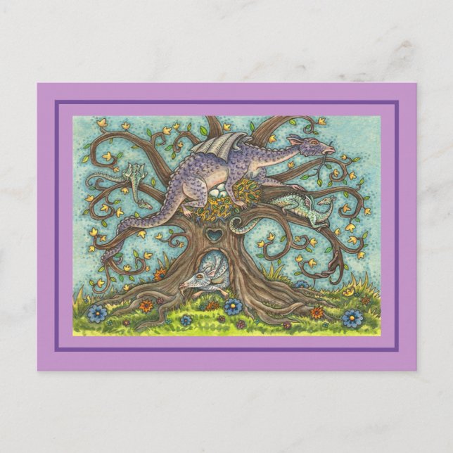 CARTÃO POSTAL OVOS DE DRAGÃO, LAIR MEDIEVAL, ARTE FOLK FANTASY (Frente)