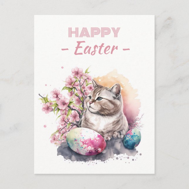 Cartão Postal Ovos de Gato e Foguetes de Cereja de páscoa - (Frente)