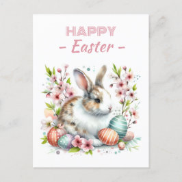 Cartão Postal Ovos de Páscoa Aquarela Blossomas de Cereja de Coe