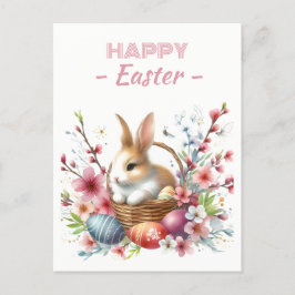 Cartão Postal Ovos de Páscoa Aquarela Blossomas de Cereja de Coe