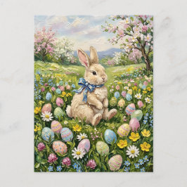 Cartão Postal Ovos de Páscoa e Coelhos da Primavera Inspiradores