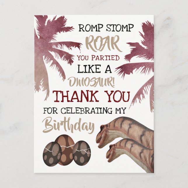 Cartão Postal Ovos Dino, Dinossauro Infantil Aniversário Obrigad (Frente)