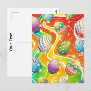 Cartão Postal Ovos Felizes da Páscoa Padrão Festivo
