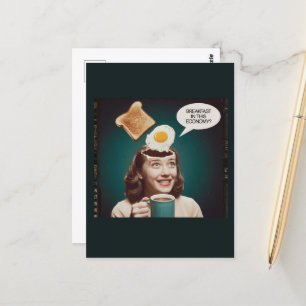 Cartão Postal Ovos para o café da manhã nesta economia