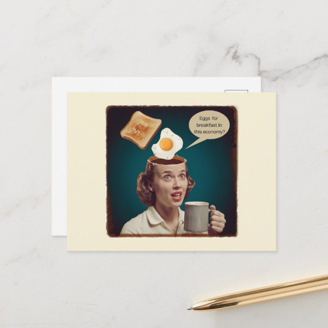 Cartão Postal Ovos Surreais Para Café Da Manhã, Nesta economia (Frente/Verso In Situ)