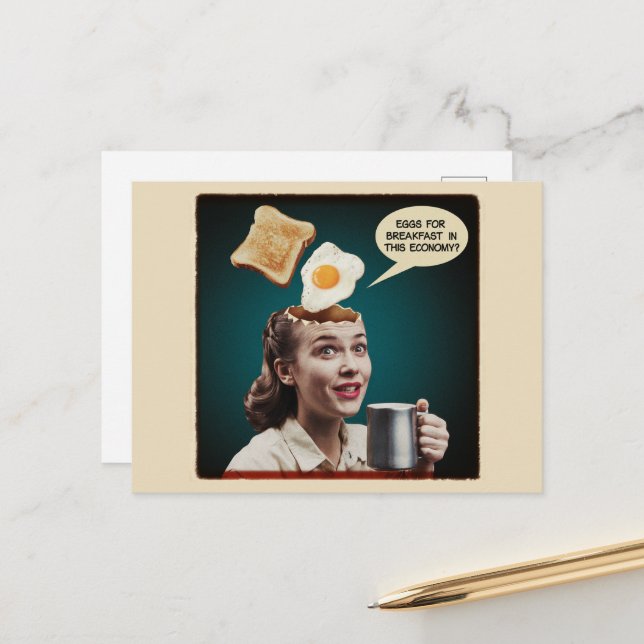 Cartão Postal Ovos Surreais Para Café Da Manhã, Nesta economia (Frente/Verso In Situ)