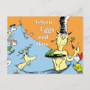Cartão Postal Ovos Verdes e Presunto Cena da Água do Dr. Seuss