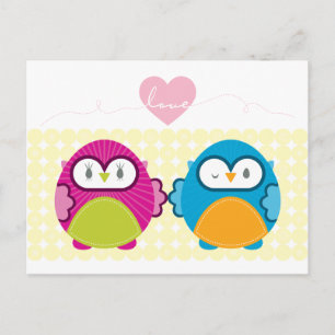 Cartão Postal OWL AMOR: garota brilhante + menino