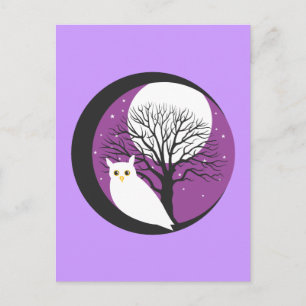 CARTÃO POSTAL OWL E LUA