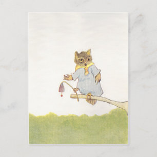Cartão Postal Owl Schoolmarm Rings Bluebell