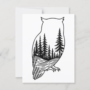 Cartão Postal Owl Silhouette com cena florestal