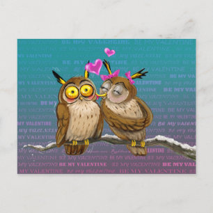 Cartão Postal Owls Kiss