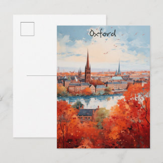 Cartão Postal Oxford England Travel City Painting Aesthetic