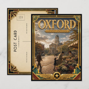Cartão Postal Oxford Mississippi Arte Deco Antiga Idade de Ouro