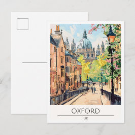 Cartão Postal Oxford Reino Unido Arte Ilustração Viagem