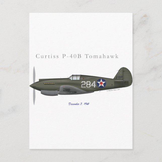 Cartão Postal P-40B Defesa de Pearl Harbor (Frente)