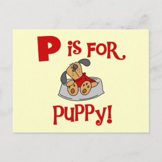Cartão Postal P é para Camisetas e Presentes de Cachorrinho