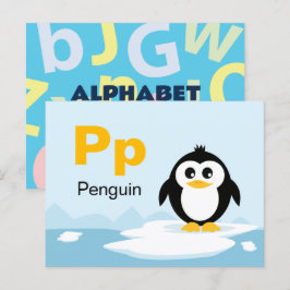 Cartão Postal P é para Pinguin - Placa Flash Alfabet